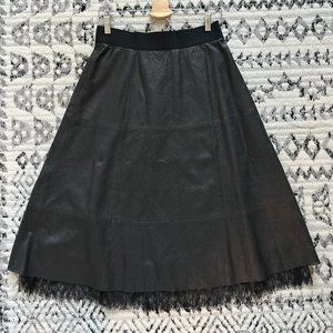 Alice + Olivia Leather and Lace Midi Skirt